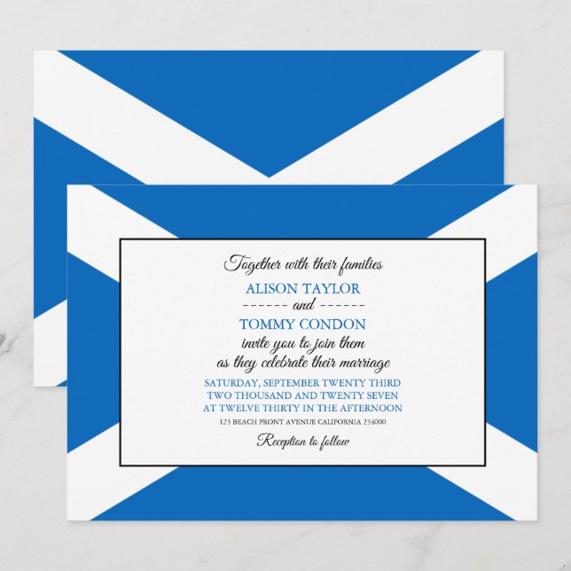 Scottish Flag, Flag of Scotland Wedding Einladung (Vorne/Hinten)