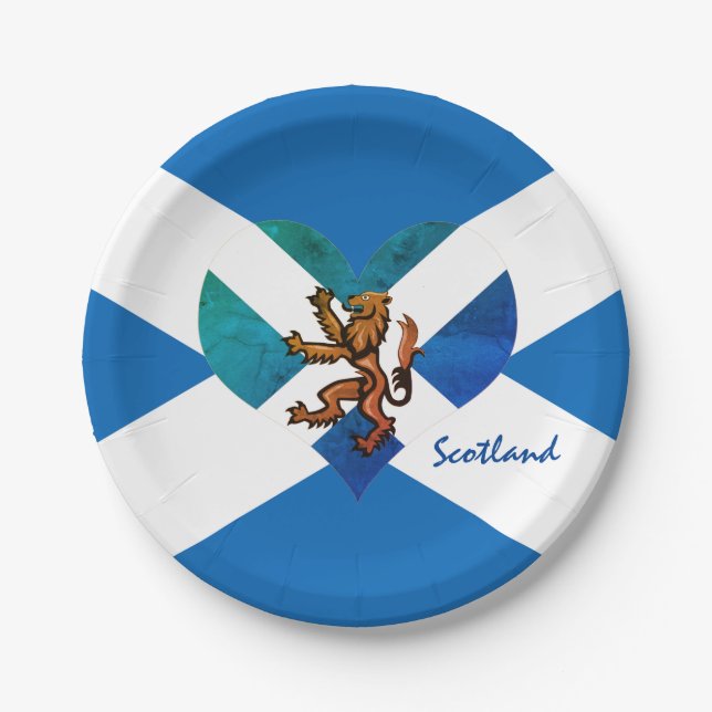 Scottish flag & Lion Heart, Scotland Party /sports Pappteller (Vorderseite)
