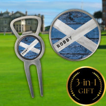 Scottish Flag mit Name Golf Bottle Opener