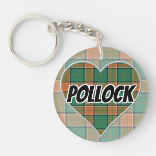 Scottish Flash Clan Pollock Tartan Heart Schlüsselanhänger