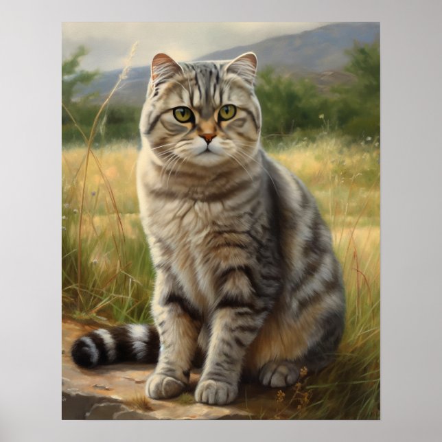 Scottish Fold Cat Art Print Poster (Vorne)