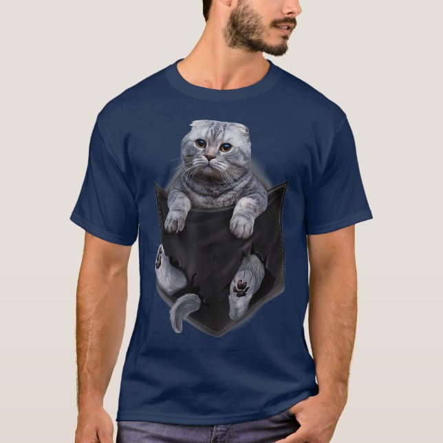 Scottish Fold Cat in Pocket  Cats   Gifts T-Shirt (Vorderseite)