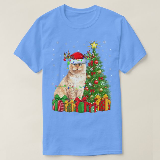 Scottish Fold Cat Lighting Xmas Tree Scottish Fold T-Shirt (Design vorne)