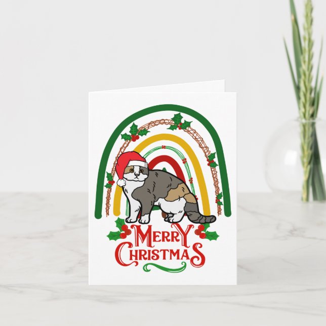 Scottish Fold Cat Merry Christmas Karte (Vorderseite)