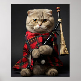 Scottish Fold Cat mit Bagpipe Poster