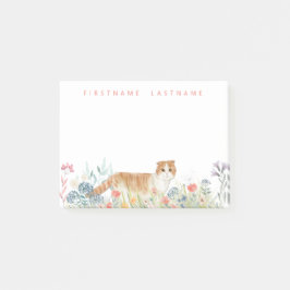 Scottish Fold Cat | Monogramm Floral Post-it Klebezettel