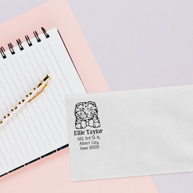 Scottish Fold Cat Rücksendeadresse Gummistempel (Von Creator hochgeladen)