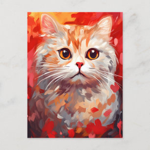 Scottish Fold Cat Valentine's Day Postkarte