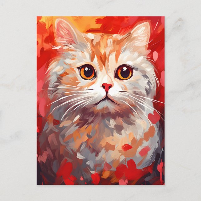 Scottish Fold Cat Valentine's Day Postkarte (Vorderseite)
