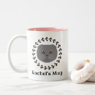 Scottish Fold Cat Zweifarbige Tasse