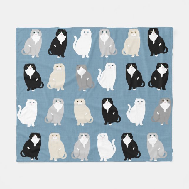 Scottish Fold Cats Fleece Blanket (Vorderseite (Horizontal))