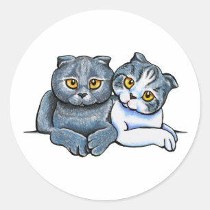Scottish Fold Pair Runder Aufkleber