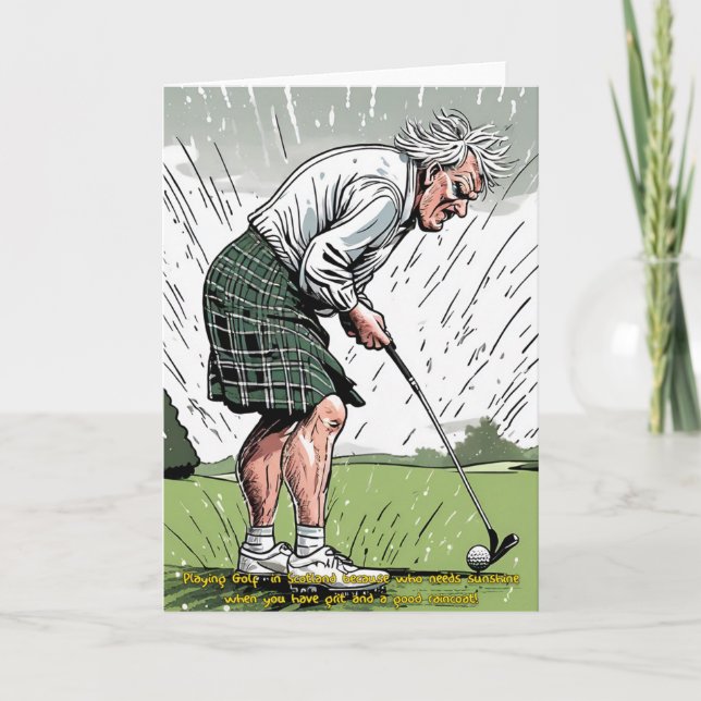 Scottish Golfer Golf Card Feiertagskarte (Vorderseite)