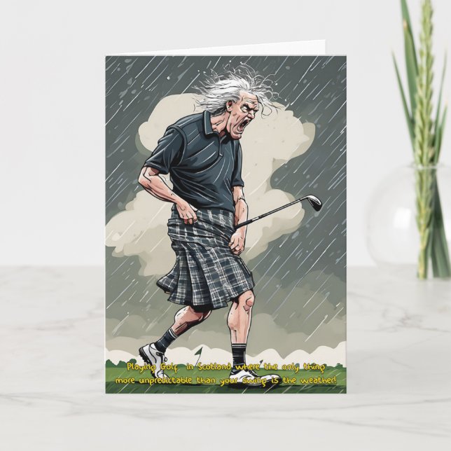 Scottish Golfer Golf Card Feiertagskarte (Vorderseite)