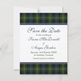 Scottish Gordon Tartan Wedding Save the Date Card