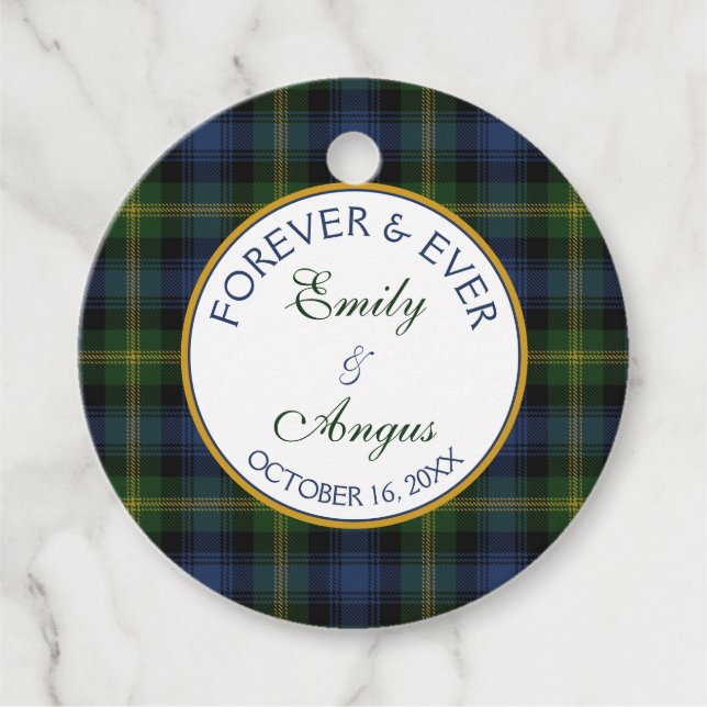 Scottish Gordon Tartan Wedding Save the Date Geschenkanhänger (Vorderseite)