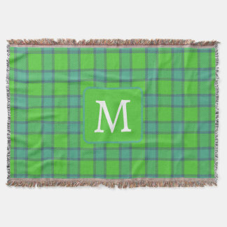 Scottish green &blue Plaid tartan monogram Decke
