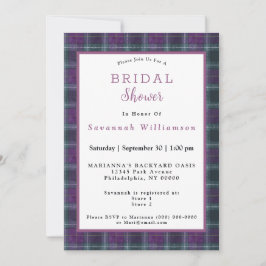 Scottish Green Lila Tartan Brautparty Einladung