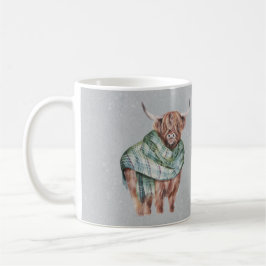 Scottish Green Tartan Highland Cow Personalisiert Kaffeetasse