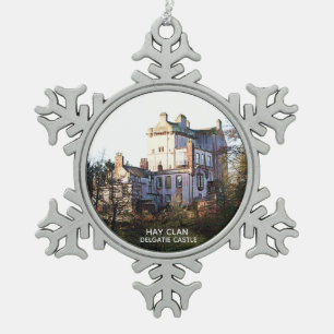 Scottish Hay Clan Delgatie Castle Schneeflocken Zinn-Ornament