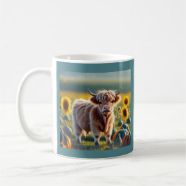 Scottish Highland Baby Cow Sunflower und Pumpkins Kaffeetasse