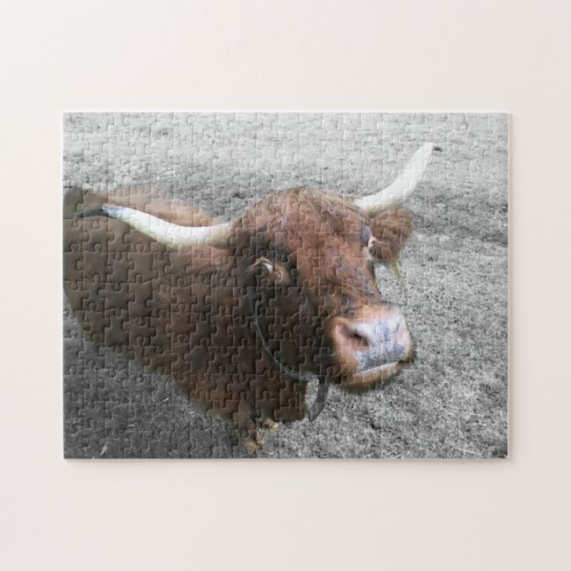 Scottish Highland Cattle Bauer Niedlichen Tiere Puzzle (Horizontal)