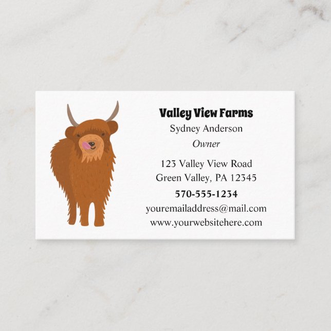 Scottish Highland Cattle Cow Graphic Custom Visitenkarte (Vorderseite)