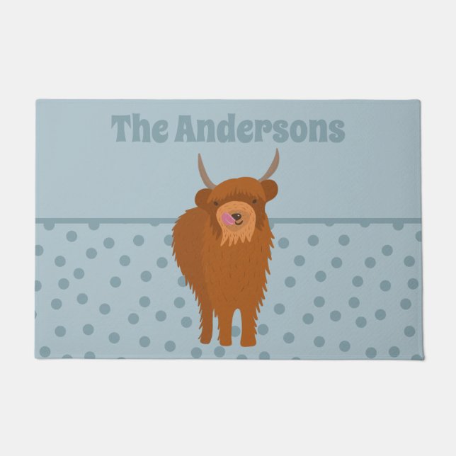 Scottish Highland Cattle Cow Graphic Personalisier Fußmatte (Vorderseite)