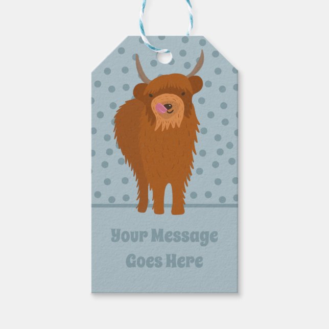 Scottish Highland Cattle Cow Graphic Personalisier Geschenkanhänger (Vorderseite)