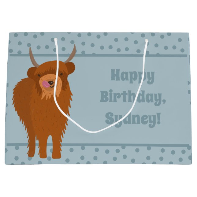 Scottish Highland Cattle Cow Graphic Personalisier Große Geschenktüte (Vorderseite)