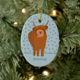 Scottish Highland Cattle Cow Graphic Personalisier Keramik Ornament