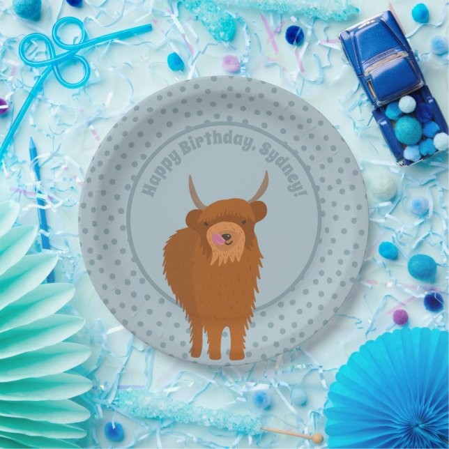 Scottish Highland Cattle Cow Graphic Personalisier Pappteller (Party)