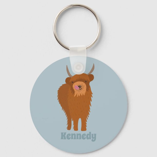 Scottish Highland Cattle Cow Graphic Personalisier Schlüsselanhänger (Vorderseite)