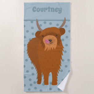 Scottish Highland Cattle Cow Graphic Personalisier Strandtuch