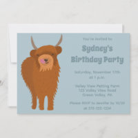 Scottish Highland Cattle Light Blue Birthday Party