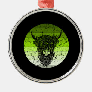 Scottish Highland Cattle Retro Ornament Aus Metall