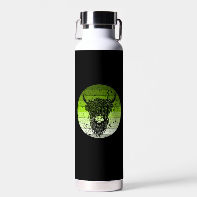 Scottish Highland Cattle Retro Trinkflasche (Vorne)