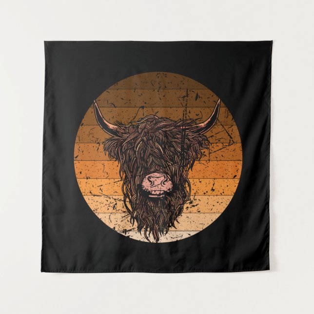 Scottish Highland Cattle Wandteppich (Vorderseite)