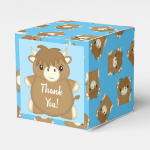 Scottish Highland Cow Baby Shower Blue Geschenkschachtel
