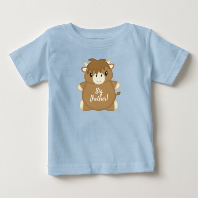 Scottish Highland Cow Baby Shower Blue T-shirt (Vorderseite)