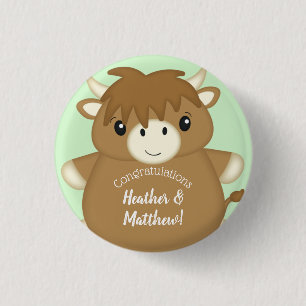 Scottish Highland Cow Baby Shower Button