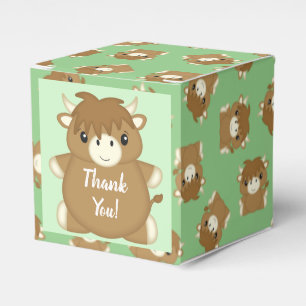 Scottish Highland Cow Baby Shower Green Geschenkschachtel