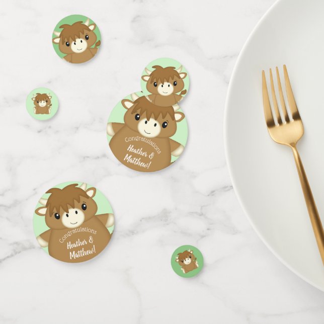 Scottish Highland Cow Baby Shower Green Konfetti (Gruppe)