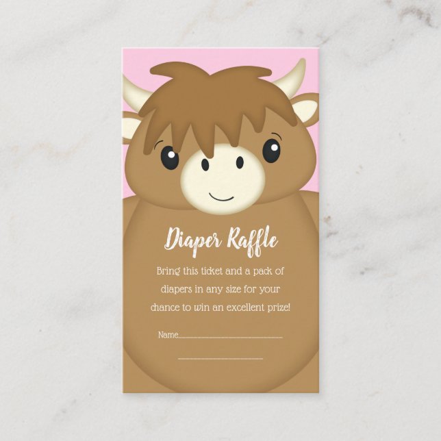 Scottish Highland Cow Baby Shower Pink Begleitkarte (Vorderseite)