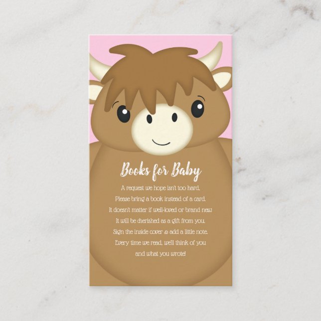 Scottish Highland Cow Baby Shower Pink Begleitkarte (Vorderseite)