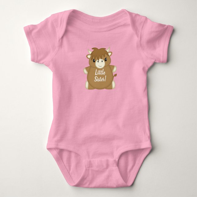 Scottish Highland Cow Baby Shower Pink Strampler (Vorderseite)