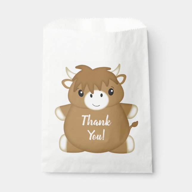 Scottish Highland Cow Birthday Party Pink Geschenktütchen (Vorderseite)