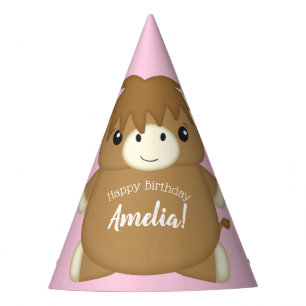 Scottish Highland Cow Birthday Party Pink Partyhütchen