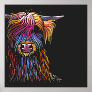 Scottish Highland Cow ' Blume PoT ' von Shirley M Poster
