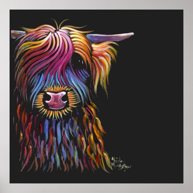 Scottish Highland Cow ' Blume PoT ' von Shirley M Poster (Vorne)
